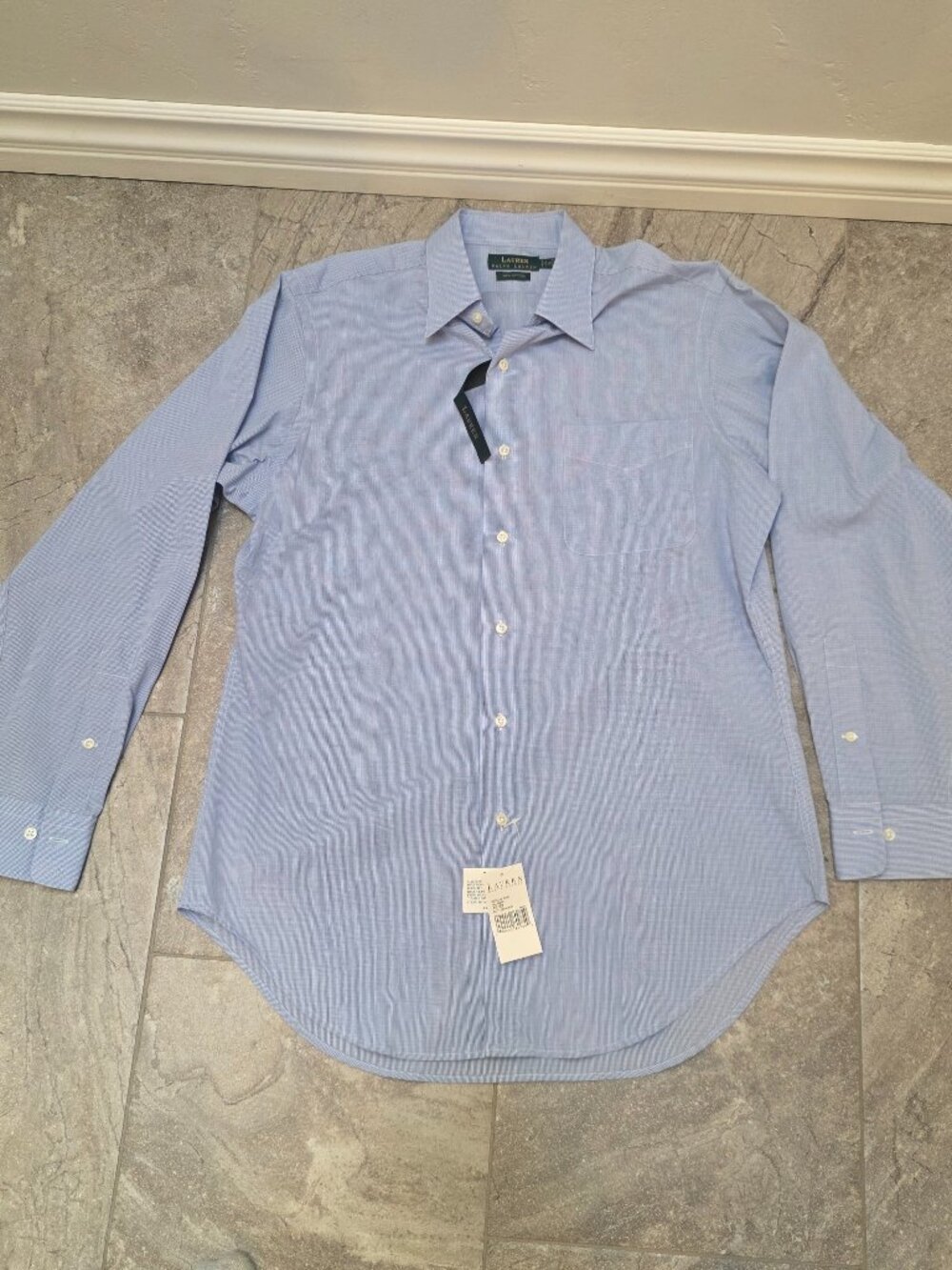 Lauren Ralph Lauren Mens Non Iron Dress Shirt light blue White 15 32/33